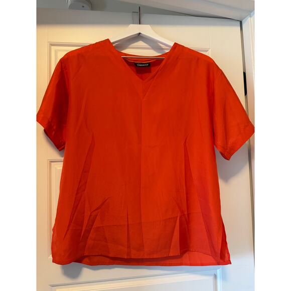 Gianna Silk V-Neck Blouse in Orange, Women's Size M - Picture 3 of 6